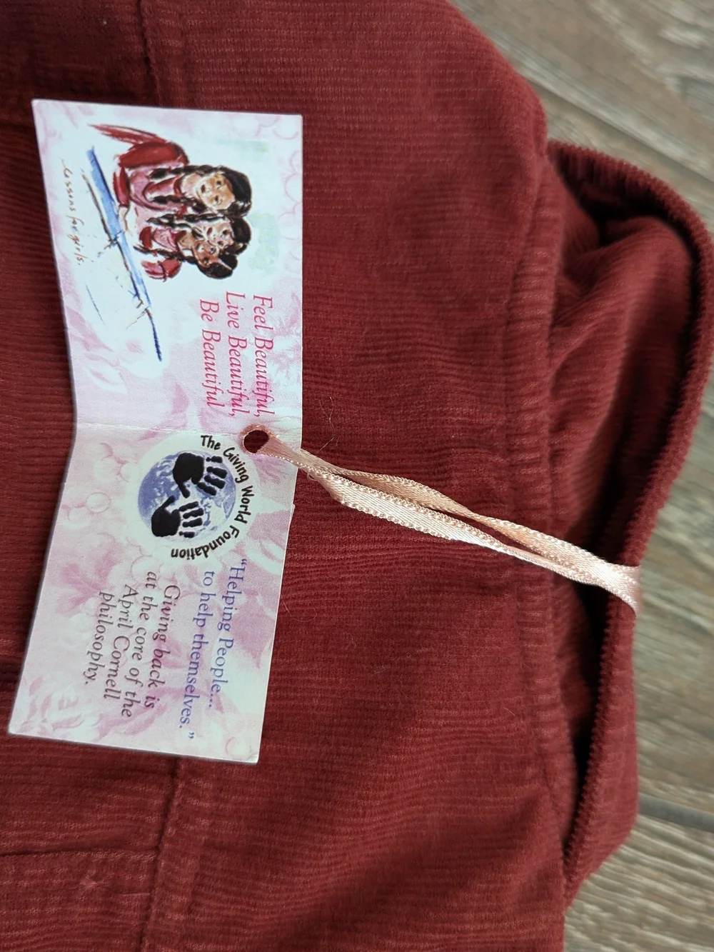 April Cornell Girls Cranberry Corduroy Dress Embroidered 5-6 NWT Puff Sleeve